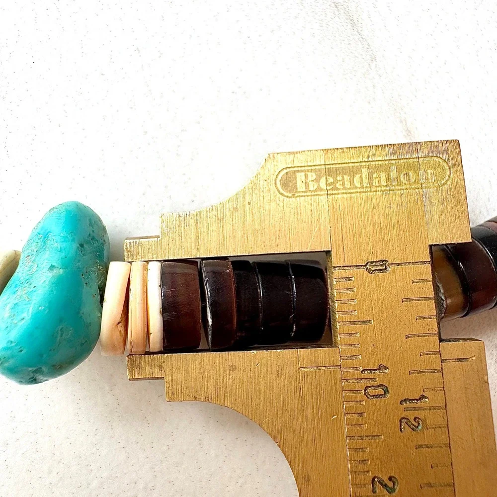 VTG Native Amer Heishe Necklace Turquoise 18in Choker Graduated Santo Domingo